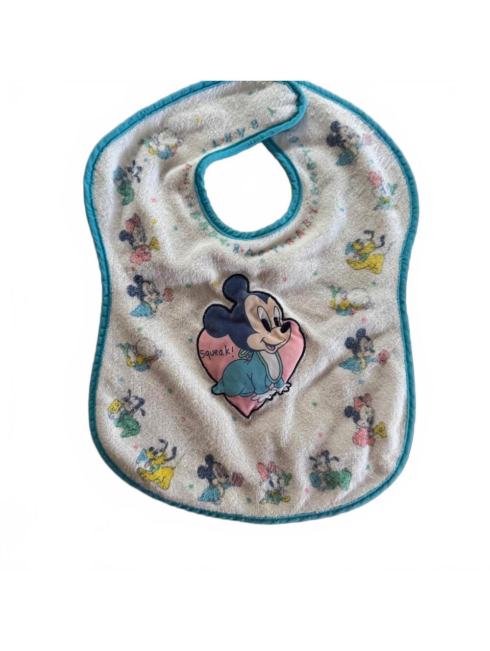 Vtg 1993 Playskool Disney Baby Mickey Mouse Feeder Bib Pluto Donald 90s